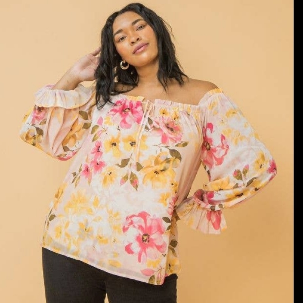 New Plus Size Floral Boho top 1X-3X